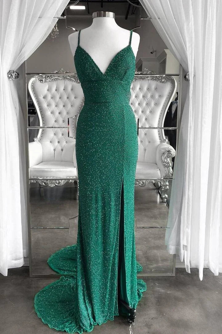 Vestido de fiesta largo con abertura favorecedor